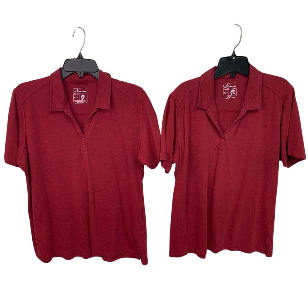 Lot of 2 IQ Apparel Womens XL Red Pizza Hut Heathered Red Uniform Polos